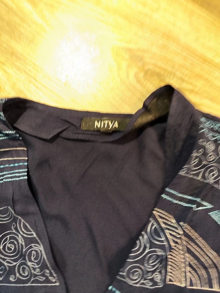 Robe chemise bleu longueur 86 cm Nitya Taille 40/42 - photo numéro 2