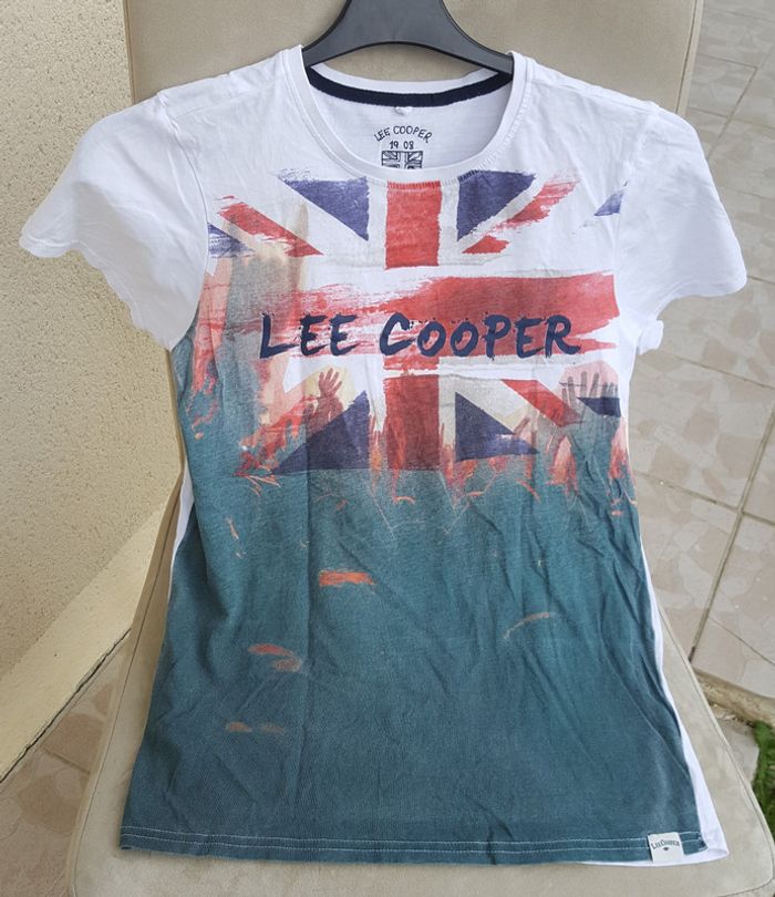 Tee-shirt blanc et bleu manches courtes Lee Cooper Taille 16 ans