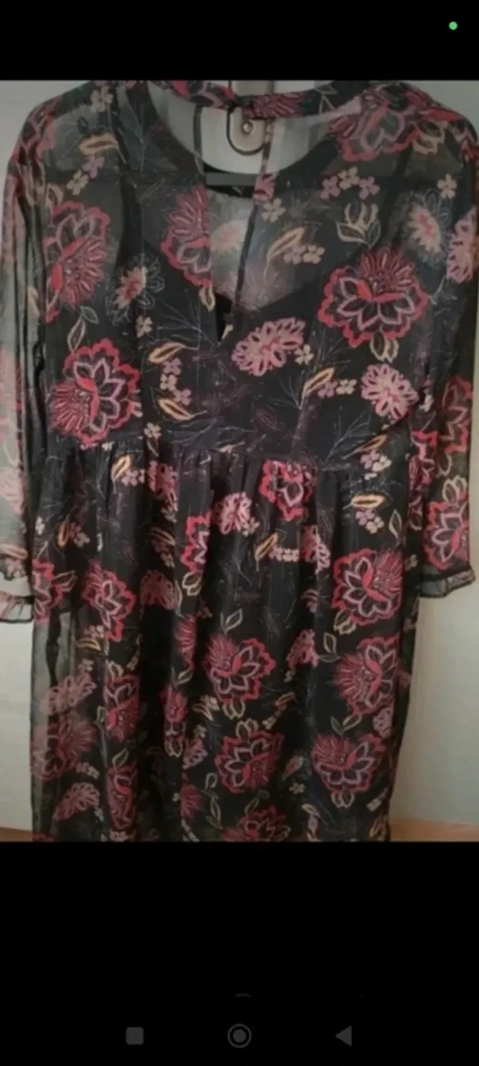 Robe noire à motif fleuri Promod S - photo numéro 2
