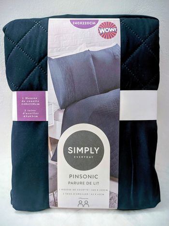 🌿 Parure de lit Pinsonic Neuve Emballée – Housse de couette + 2 taies – 240x220 cm 🌿