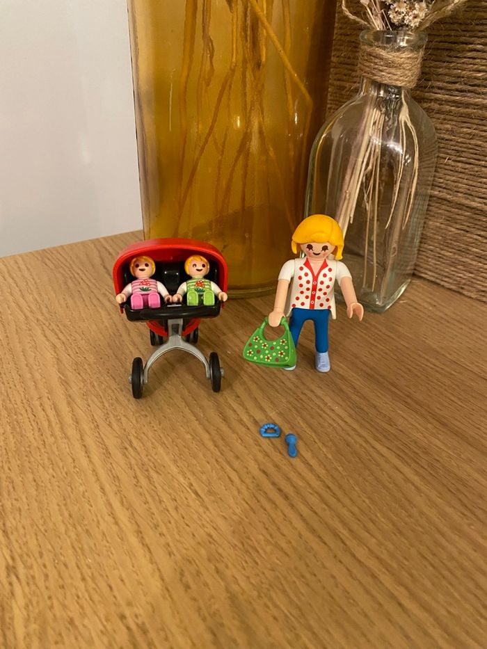 Poussette double et jumeaux Playmobil