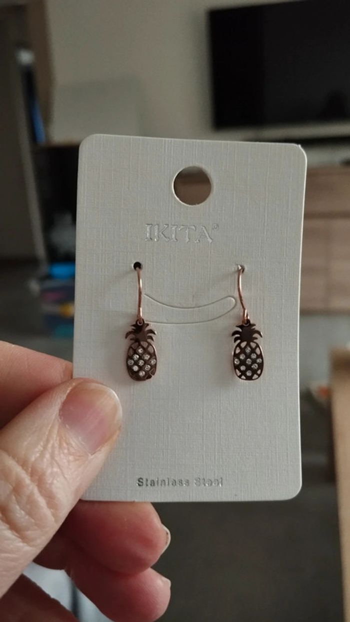 Boucles d'oreilles doré ananas ikita - photo numéro 6