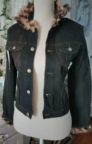 Veste en jeans noire Alliska Jeans Taille M Neuve