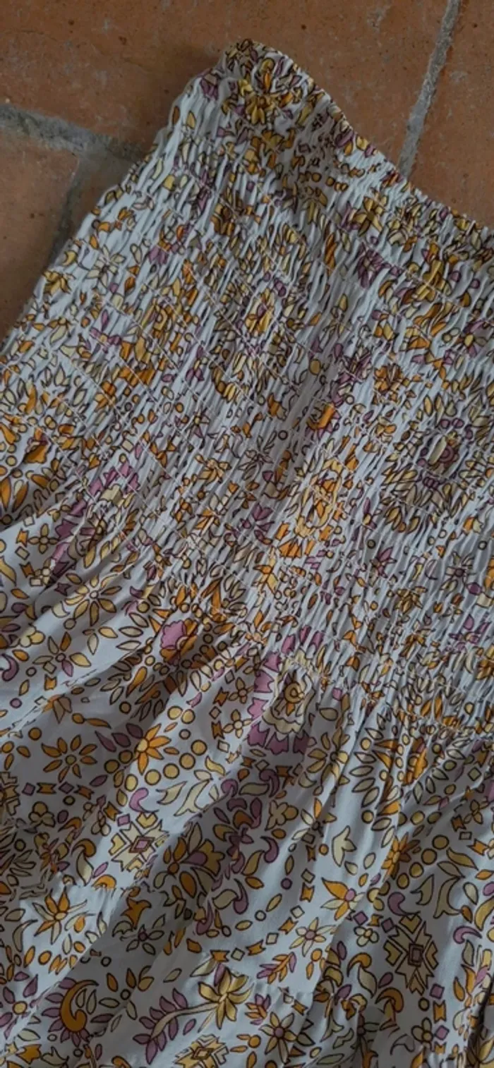 🌿 Jupe bohème ethnic motifs rose/jaune fluide – Taille unique - Neuve 🌸 - photo numéro 5