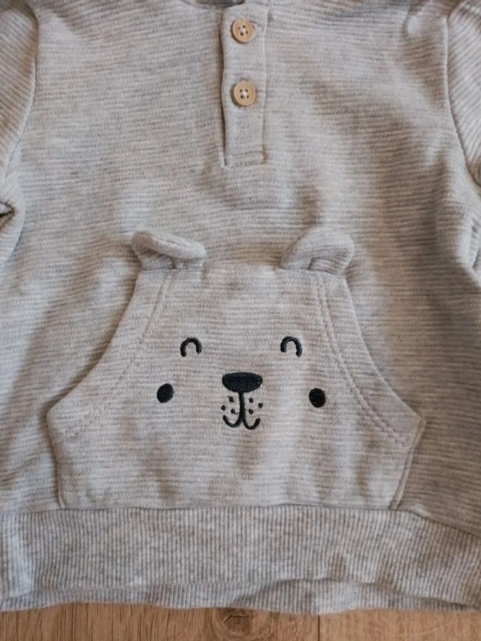 Sweat gris a capuche kimbaloo 6 mois - photo numéro 2