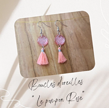 Boucles d'oreilles " Le pompon Rose"