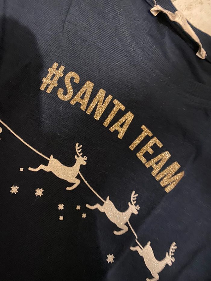 5 ans - tee shirt noël #santa team doré kids inclu - photo numéro 2