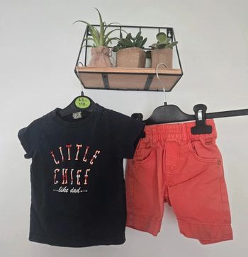 Ensemble bleu et orange tape a l'œil/ Catimini 6/9 mois