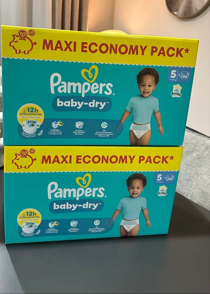 Lot de 2 Paquets de couches Pampers baby Dry taille 5 - photo numéro 2