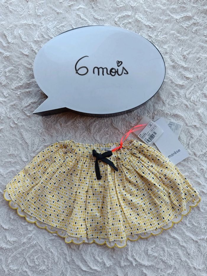 Jupe neuve avec étiquette Fille 6 mois Marèse très chic 100% coton