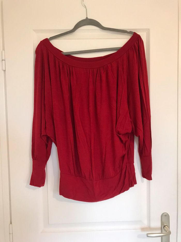 Top rouge effet blousant - photo numéro 3