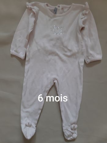 pyjama léger en coton fille rose pâle - cœur en strass Swarovski - absorba - 6 mois