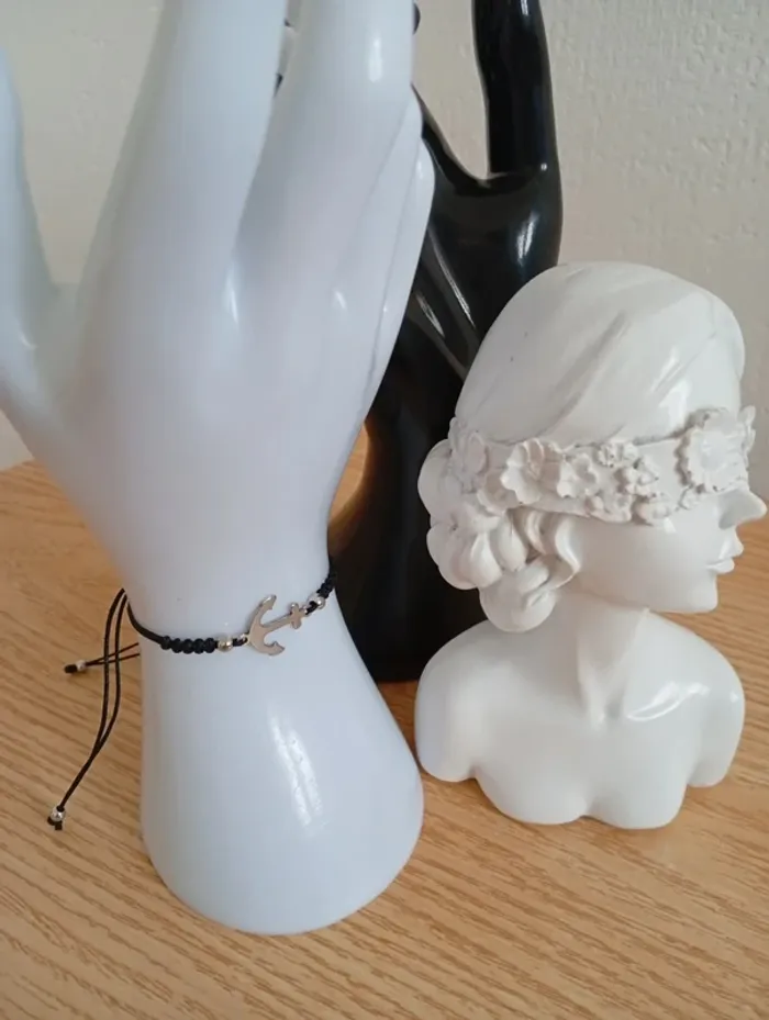 Bracelet corde ancre couleur argent corde ajustable