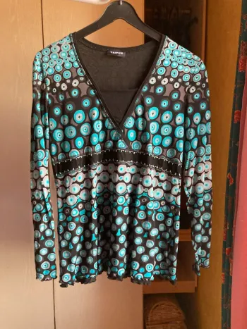 Superbe blouse longues manches TAIFUN jamais portée doublée dessins Vintage