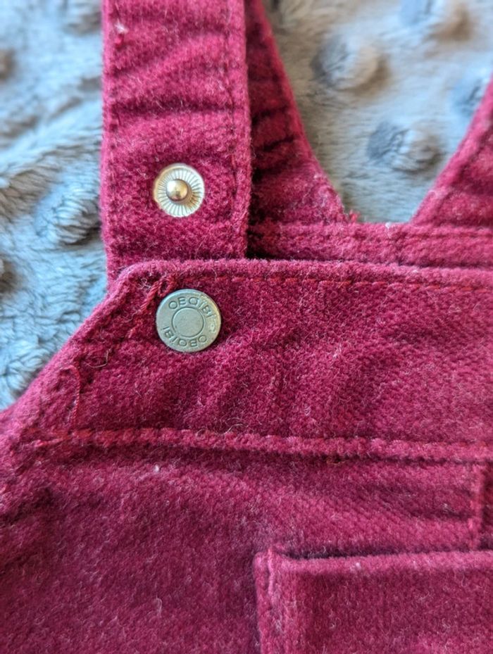 robe salopette bébé obaibi - velours épais - taille 3 mois - neuve - photo numéro 3