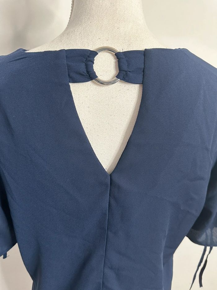 Blouse bleue marine et argentée Yessica T38 M - photo numéro 5