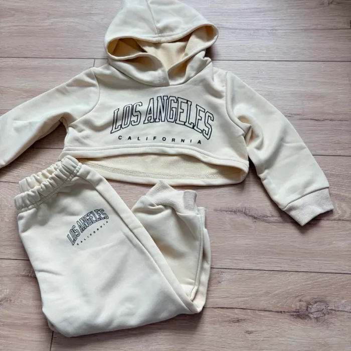 Ensemble beige Los Angeles 18 24 mois sweat court capuche jogging