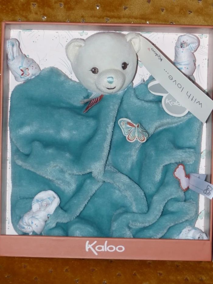 Doudou ours plat vert Kaloo plume 🐻Neuf - photo numéro 3