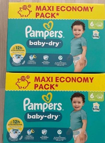 Lot de 2 cartons Pampers taille 6
