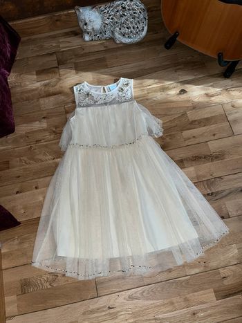 Belle robe beige en tulle brodée Zara  très bon état 9ans/134cm