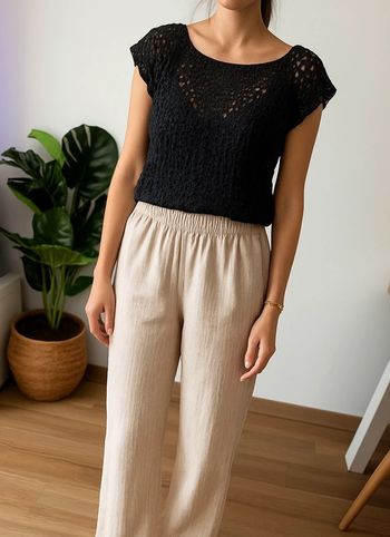 Top en crochet maille broderies Mango