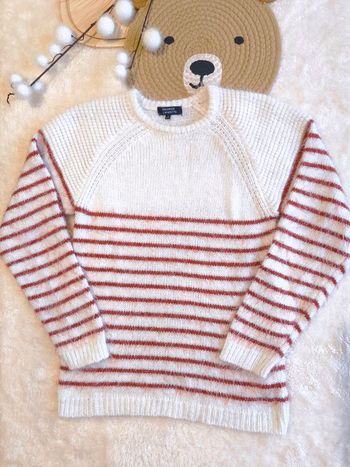 🧶 Pull Marin Duveteux - Galeries Lafayette (14 ans) terracotta blanc cassé ,  très doux 