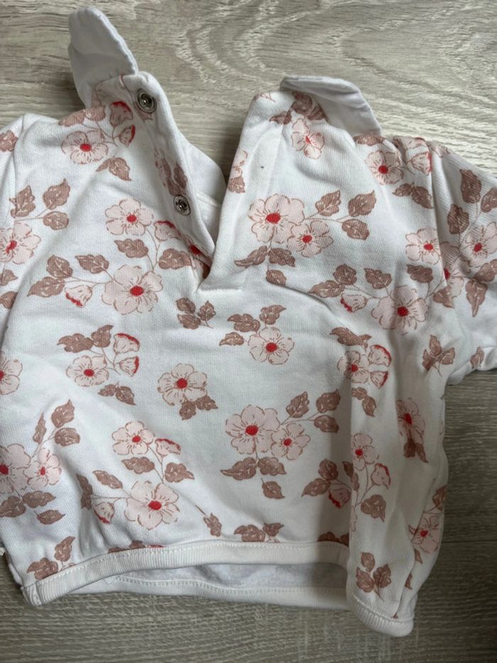 Sweat-shirt fleuri beige 3mois - photo numéro 3