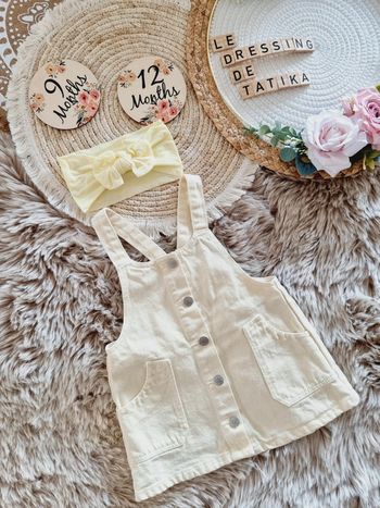 Robe en jean salopette jaune pastel 9mois 12mois Zara