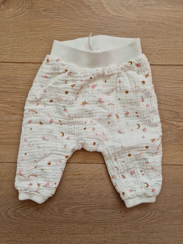 Pantalon fille Orchestra blanc fleurs étoiles 60 cm