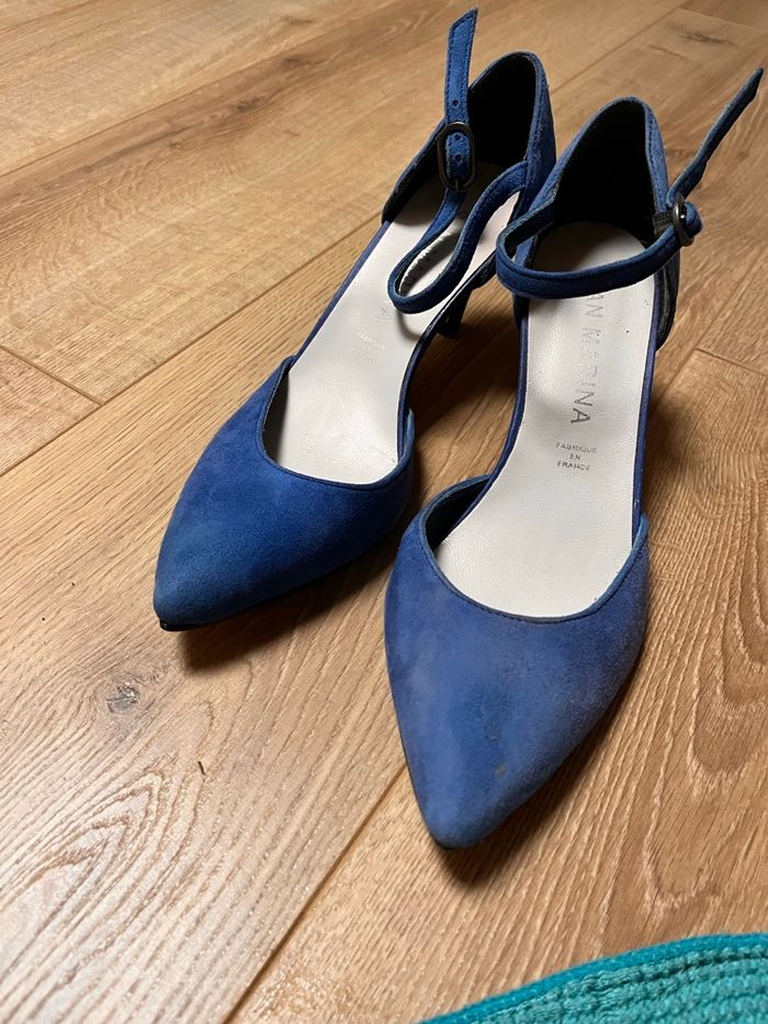 Escarpins bride  bleu - photo numéro 4