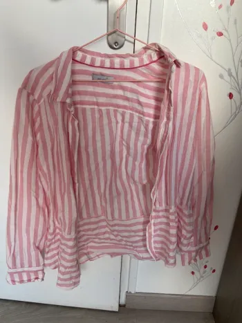 Chemise rayée rose