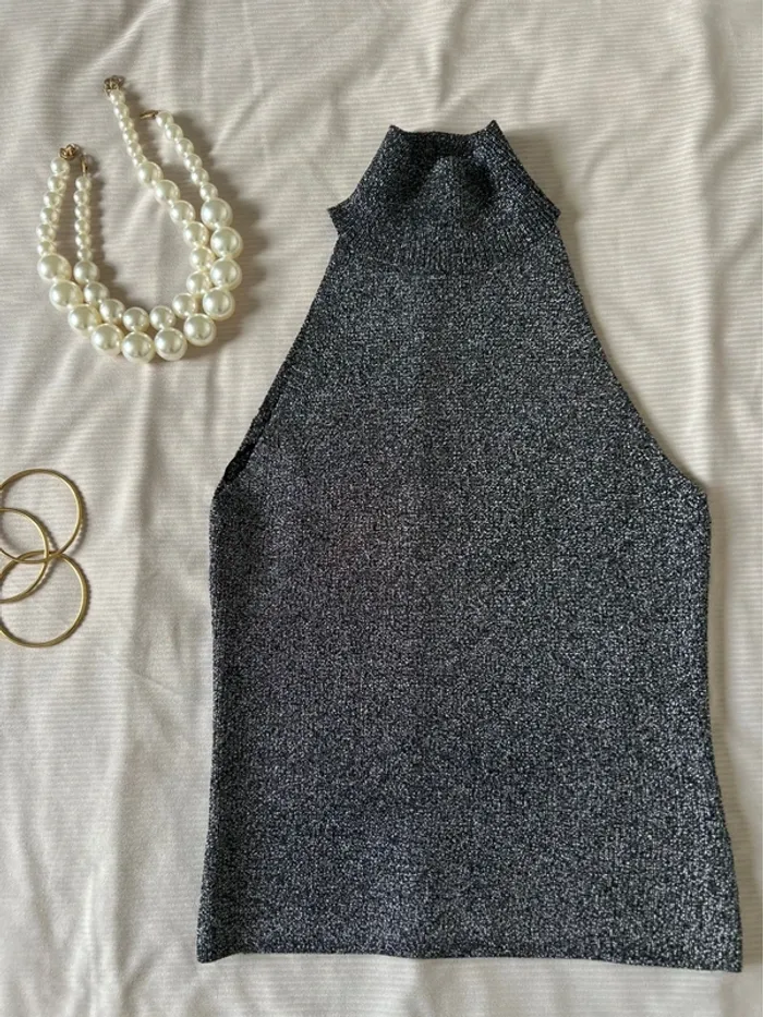 Débardeur gris argenté, H&M taille S