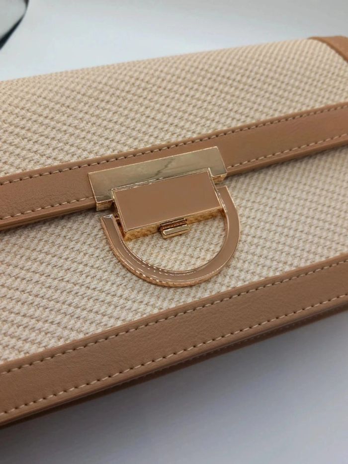 Sac à main pochette Tom & Eva beige et marron en similicuir - photo numéro 7