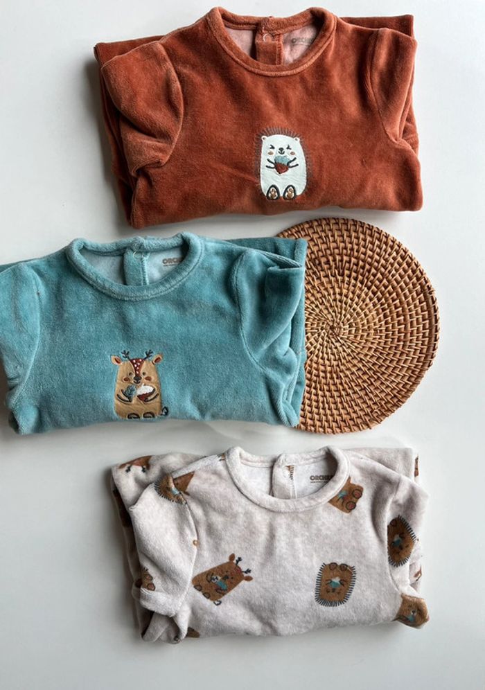 Lot 3 pyjamas orchestra velours 1 pièce - photo numéro 5