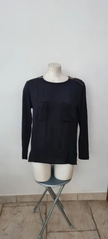 Top blouse noir manches longues the kooples sport 36