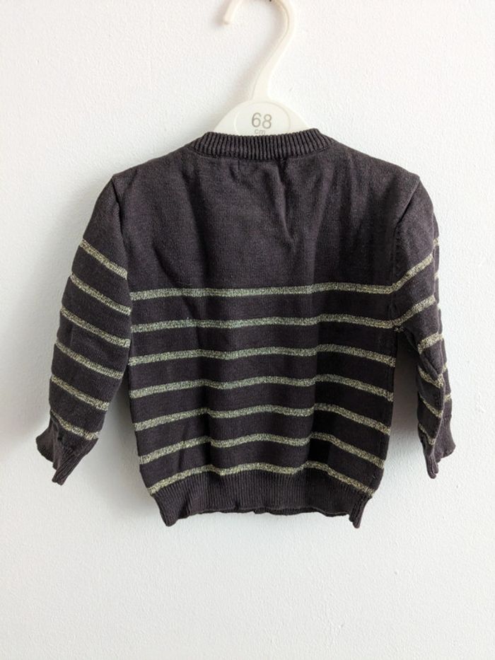 Pull rayé maron et doré kitchoun 9 mois - photo numéro 3