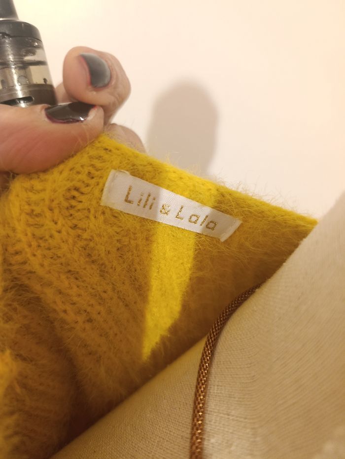 Pull col V jaune T M - photo numéro 4