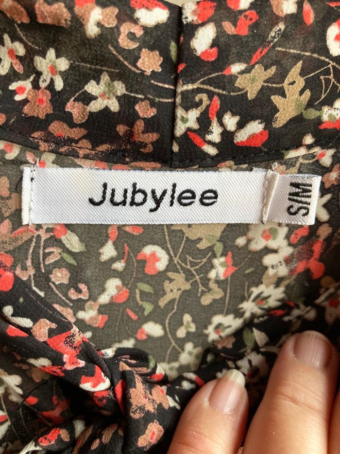 Superbe robe Vintage années 80 entièrement doublée manches longues petites fleurs et noeud au col - photo numéro 10