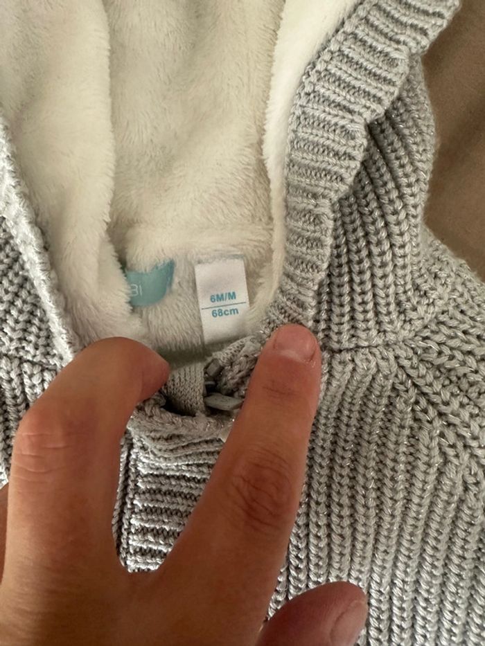 Veste tricot fourrée 6 mois - photo numéro 3