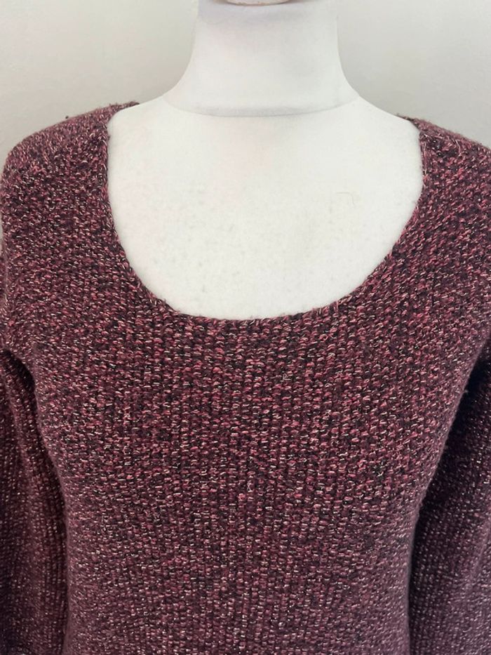Pull en laine chiné bordeaux pailleté Maje S - photo numéro 3