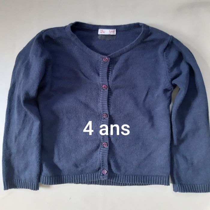Gilet bleu marine fille - DPAM - 4 ans - photo numéro 1