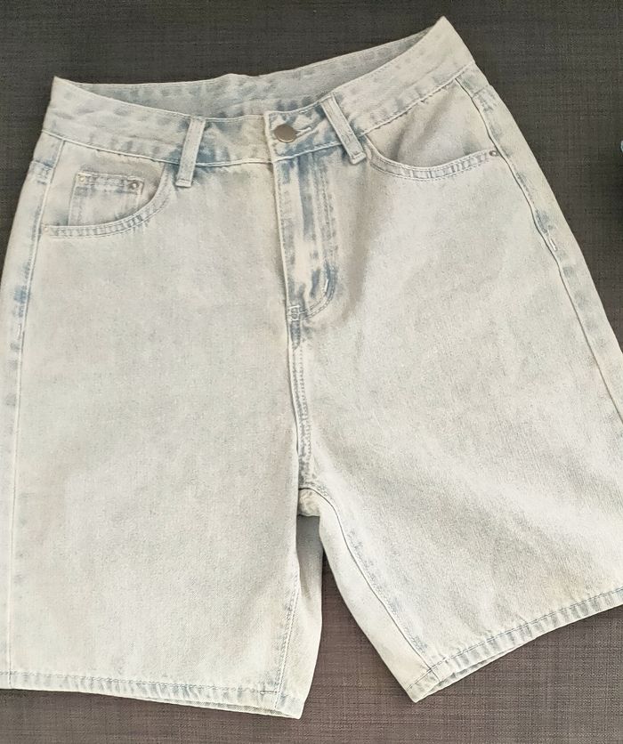 Short long denim bermuda jean
