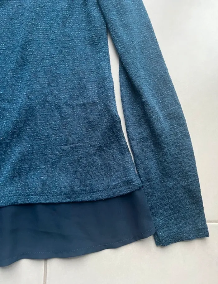 Haut bleu pailleté manches longues Breal - photo numéro 5