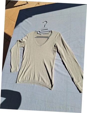 Pull col V Promod beige T2