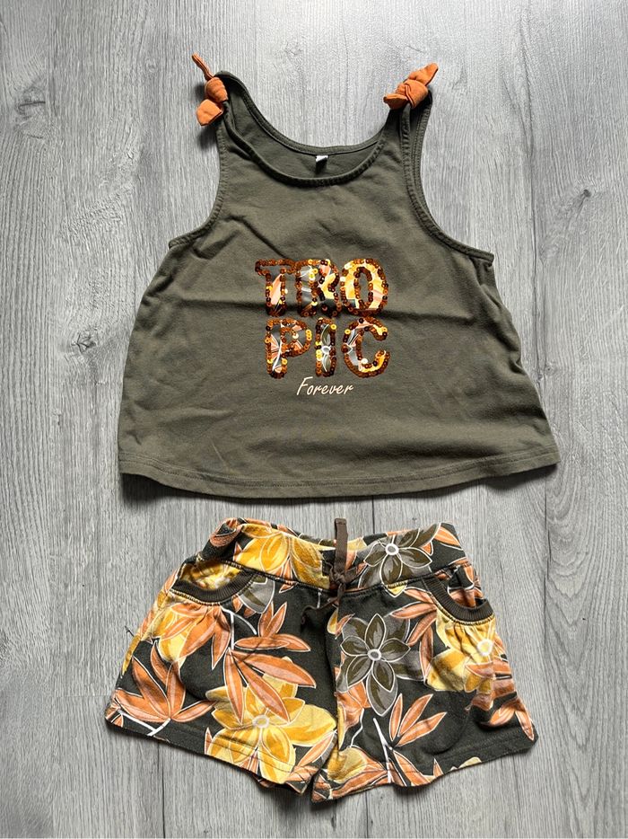 Ensemble fleuri fille short + débardeur 5 ans