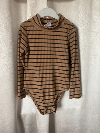 Body T-shirt beige rayures noires 3-4 ans Zara