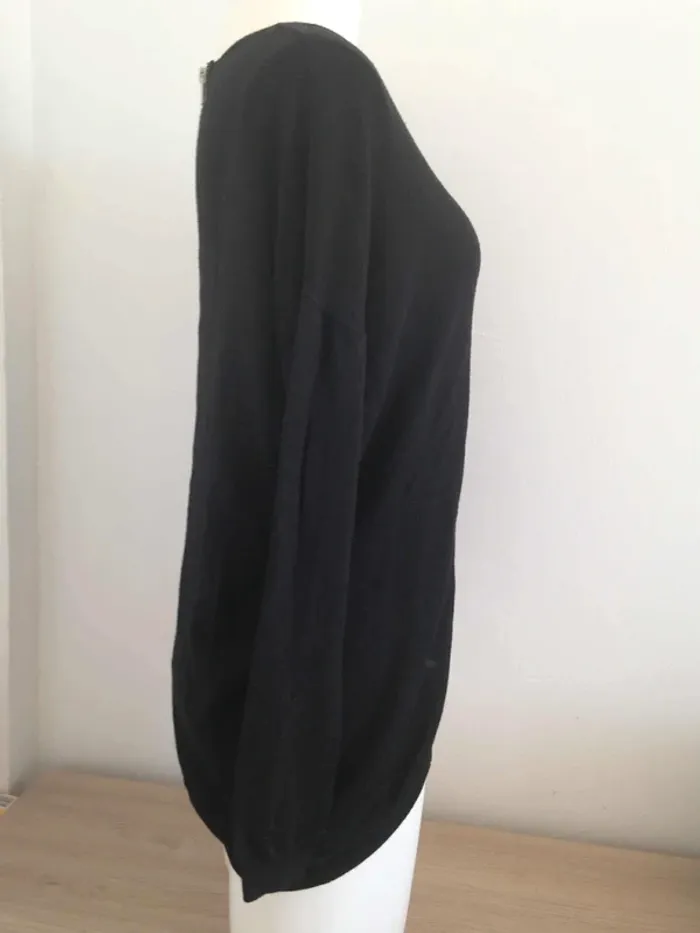 Pull fin col rond manches longues zippé oversize noir S 36 Atmosphère - photo numéro 4