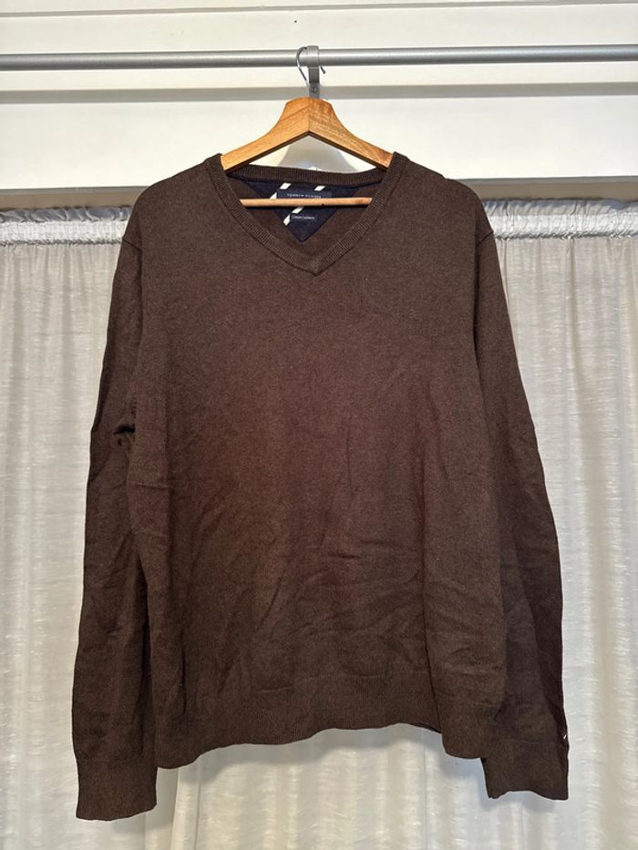 Pull Col V Homme Marron - Tommy Hilfiger - Taille L - Très Bon État