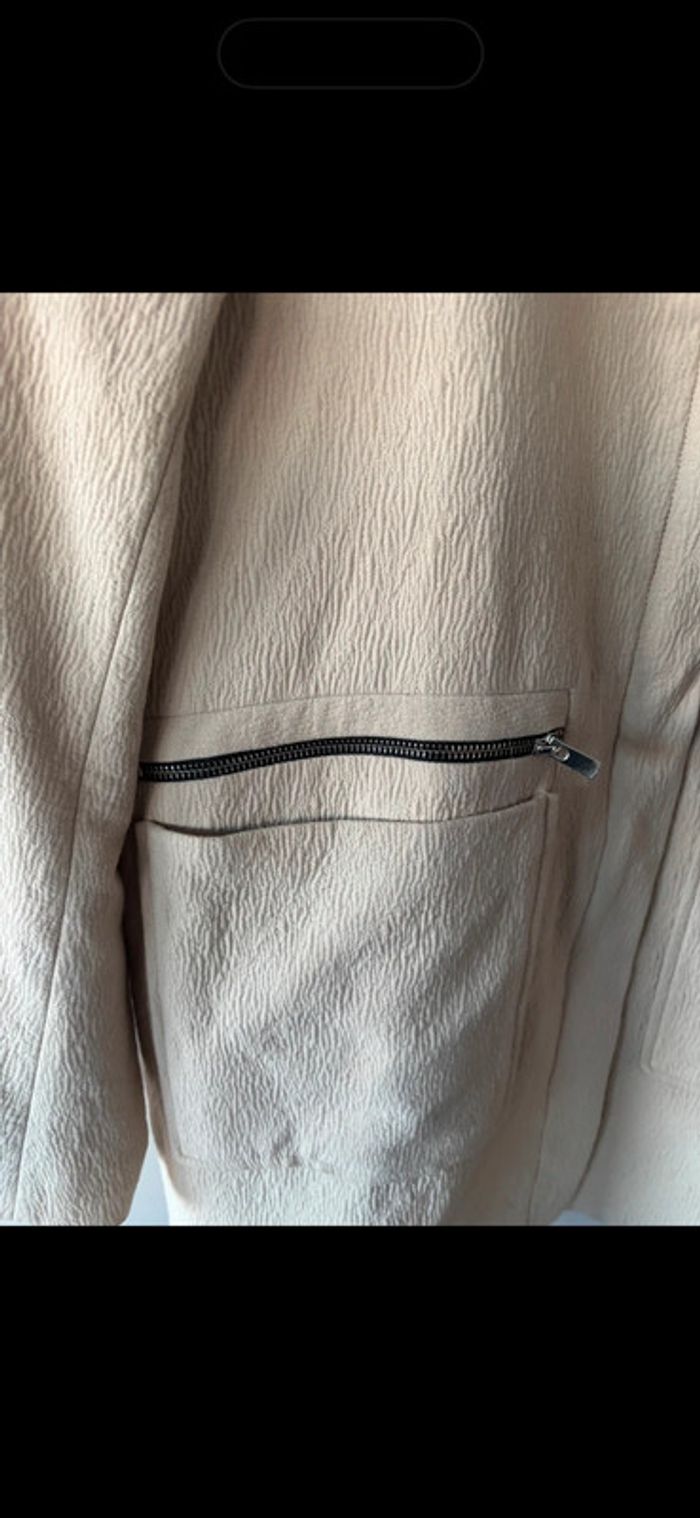 Magnifique manteau à capuche empiècements cuir Maje 40 - photo numéro 13