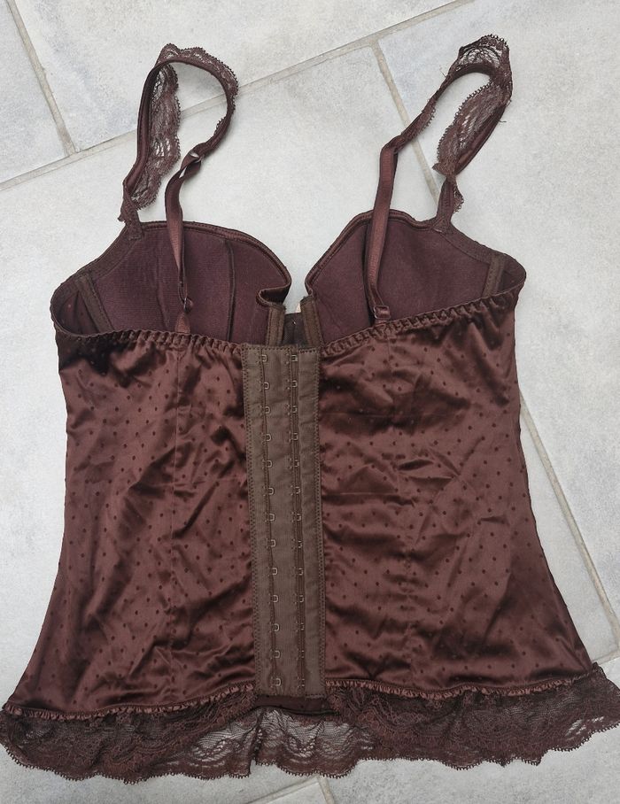Bustier / caraco / corset marron avec dentelle Etam - photo numéro 4